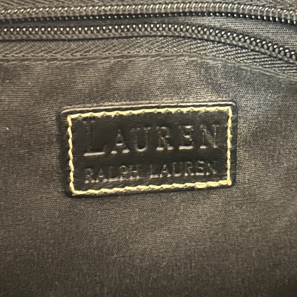 LAUREN RALPH LAUREN Black Canvas Tote Bag Leather Trim Shoulder Handbag Vintage - Picture 2 of 7